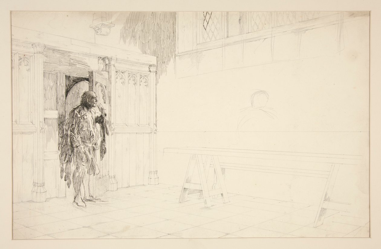 Esquisse préliminaire pour Les Joyeuses Commères de Windsor - Edwin Austin Abbey