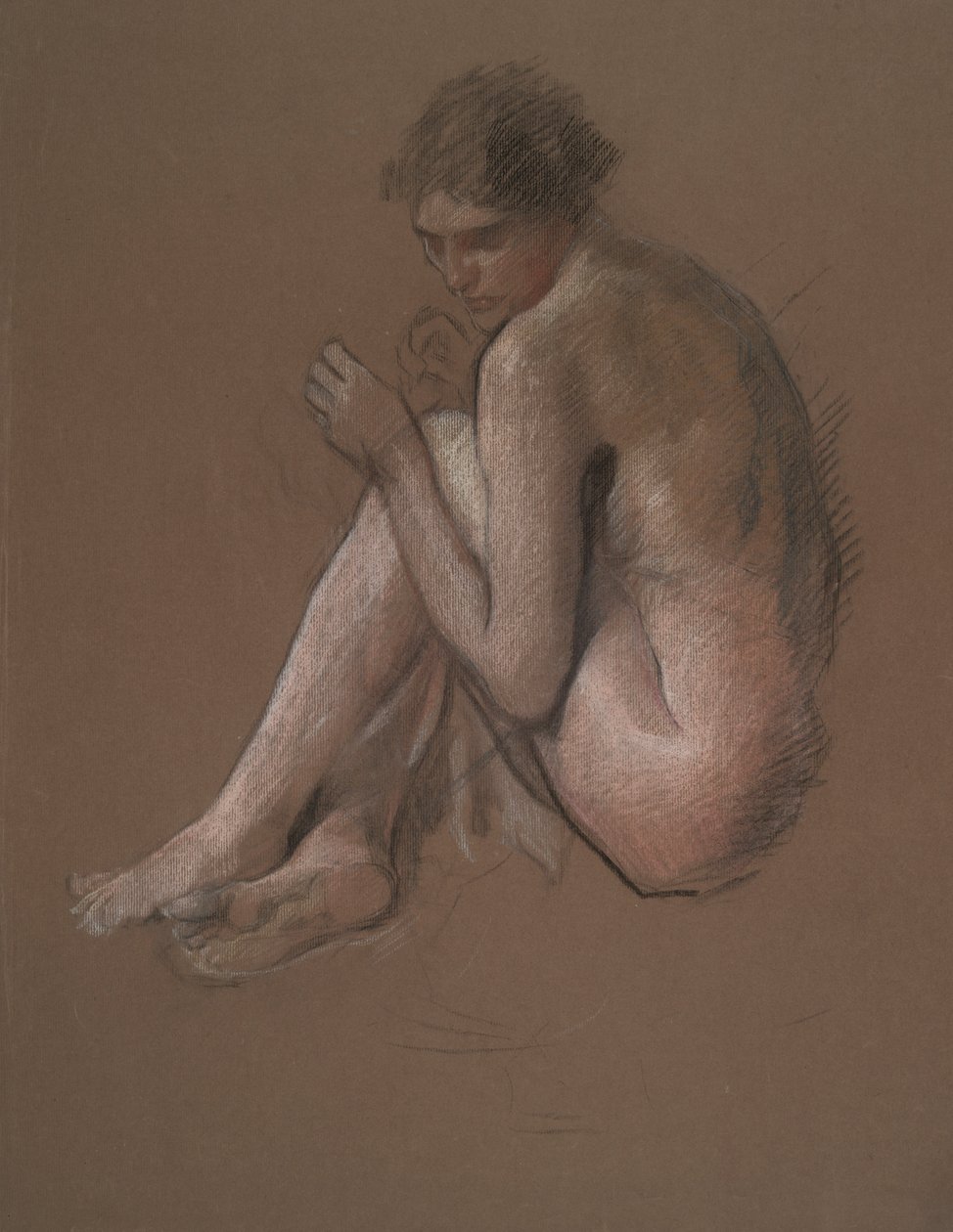 Figure féminine nue assise - Edwin Austin Abbey