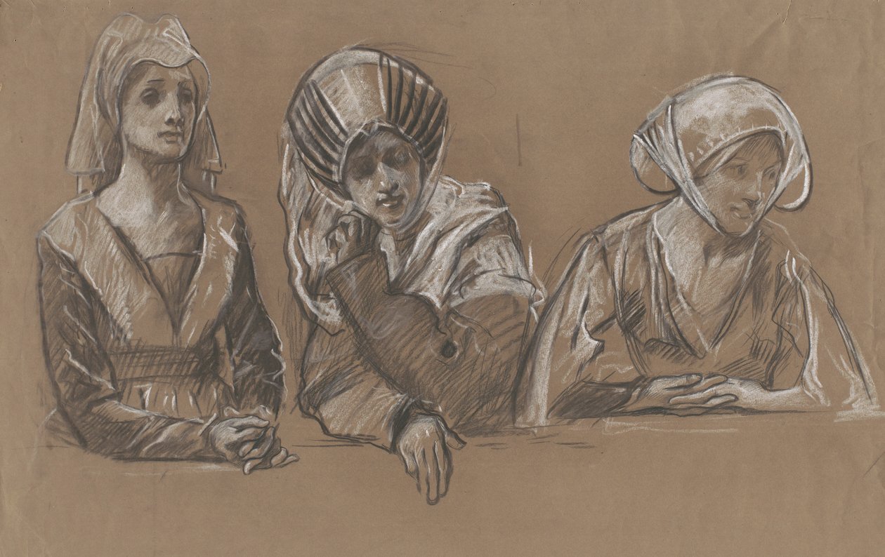 Études de 3 femmes pour la Bourse Royale - Edwin Austin Abbey