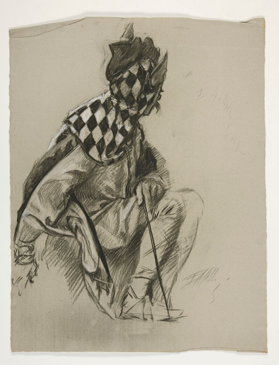 Étude de bouffon (non utilisé), pour la Quête du Saint Graal (une série de quinze peintures pour la bibliothèque publique de Boston, achevée en 1901) - Edwin Austin Abbey