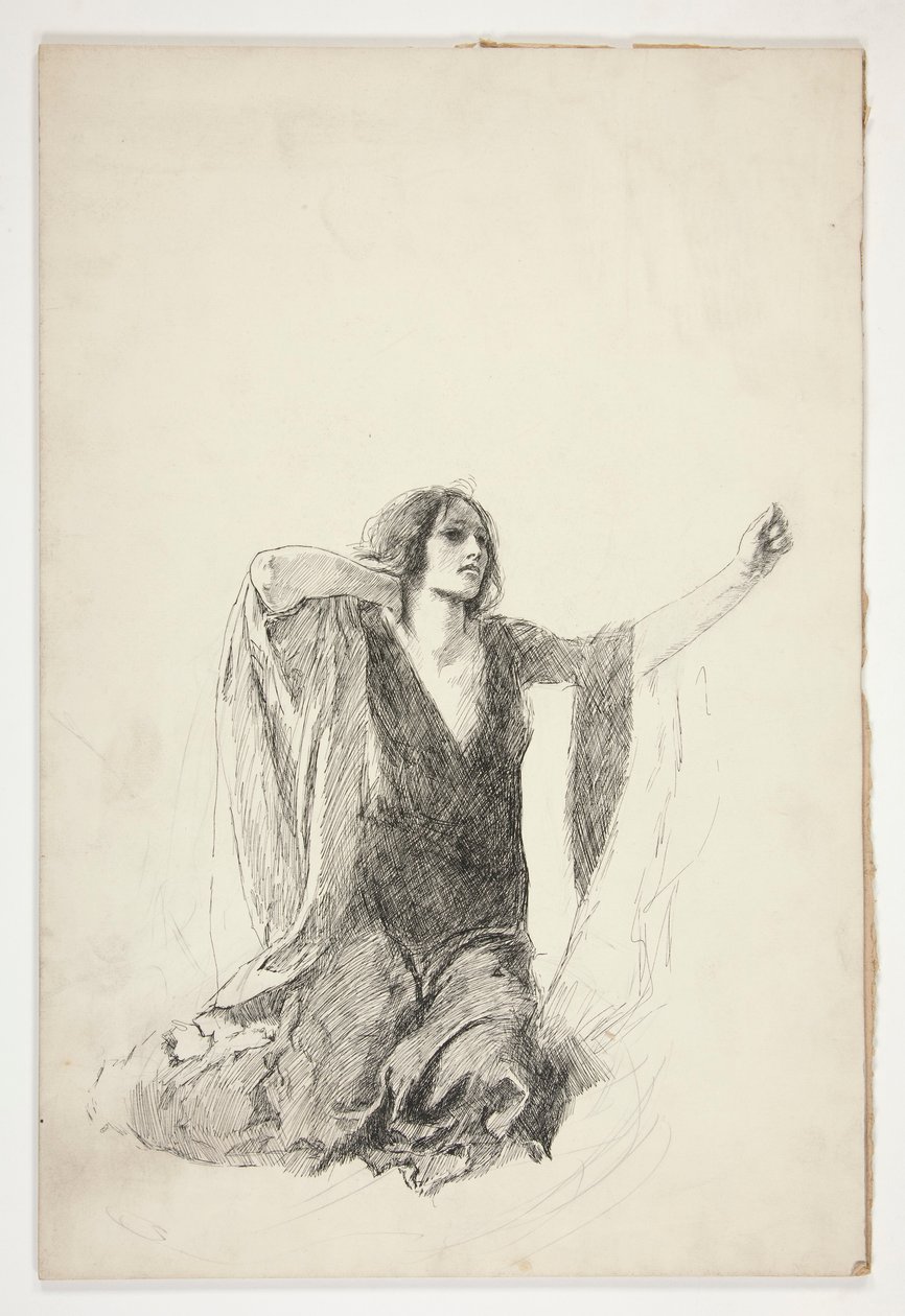 Étude de femme agenouillée, probablement une étude pour Juliette dans la scène du tombeau - Edwin Austin Abbey