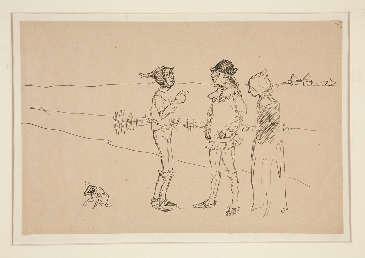 Étude de deux hommes, femme et un chien, de Love - Edwin Austin Abbey