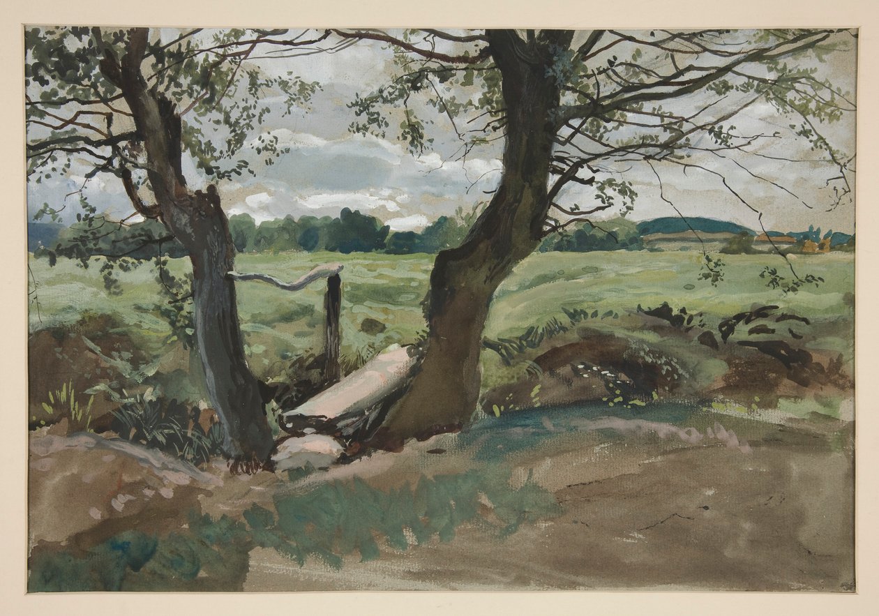 Étude de deux arbres et un champ - Edwin Austin Abbey