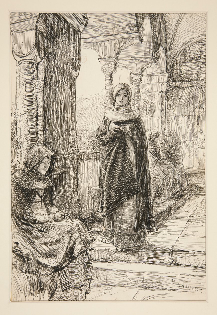 Deux figures féminines dans le cloître, du Cloître - Edwin Austin Abbey