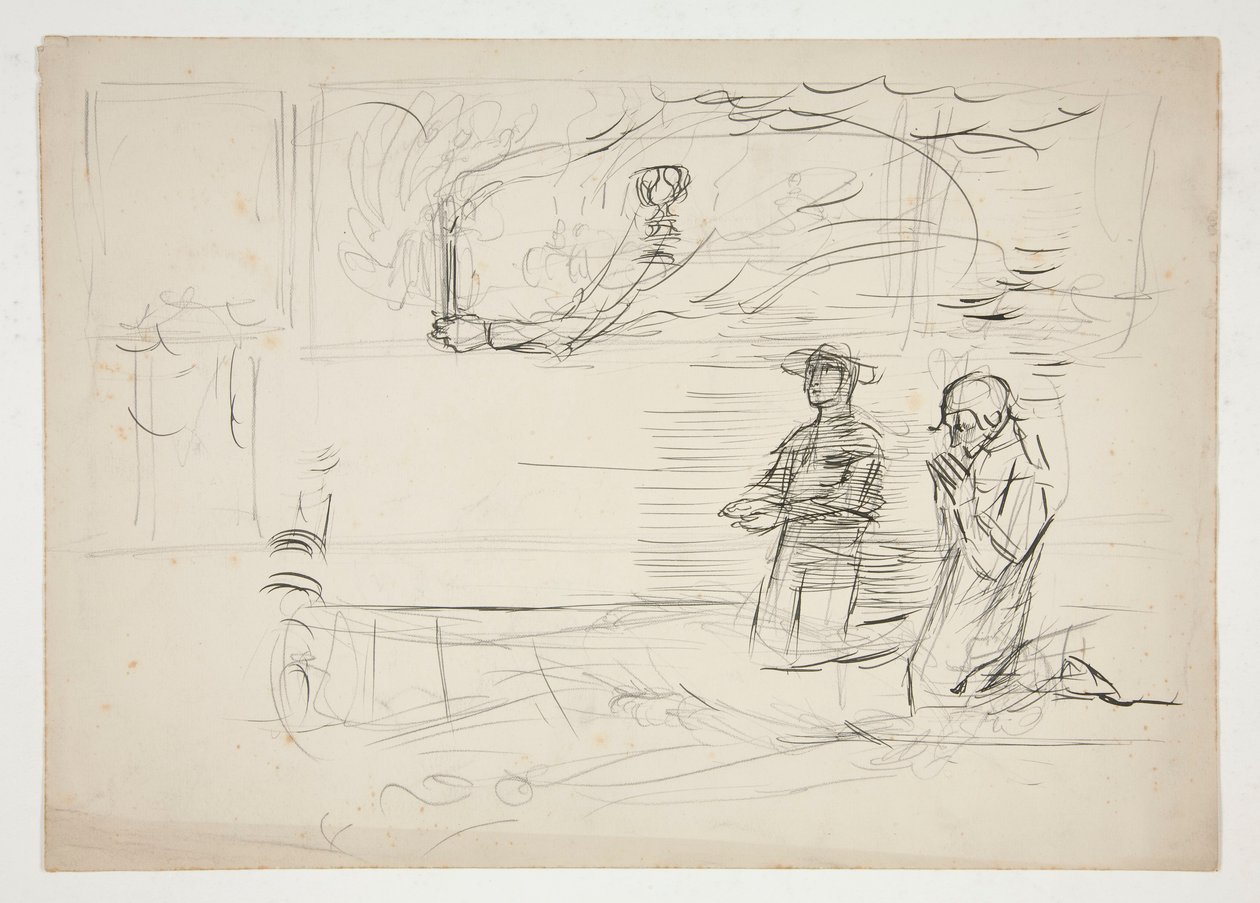 Deux figures en prière : étude pour - Edwin Austin Abbey