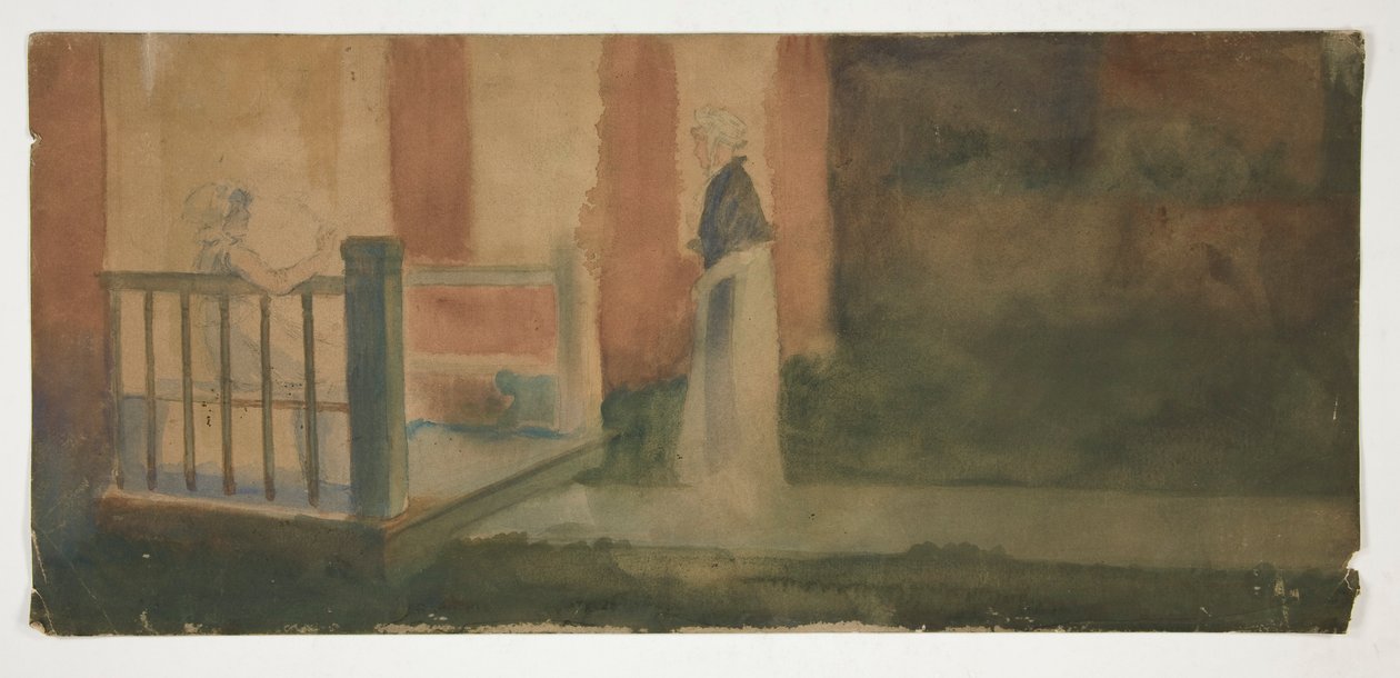 Deux femmes conversant sur un porche - Edwin Austin Abbey