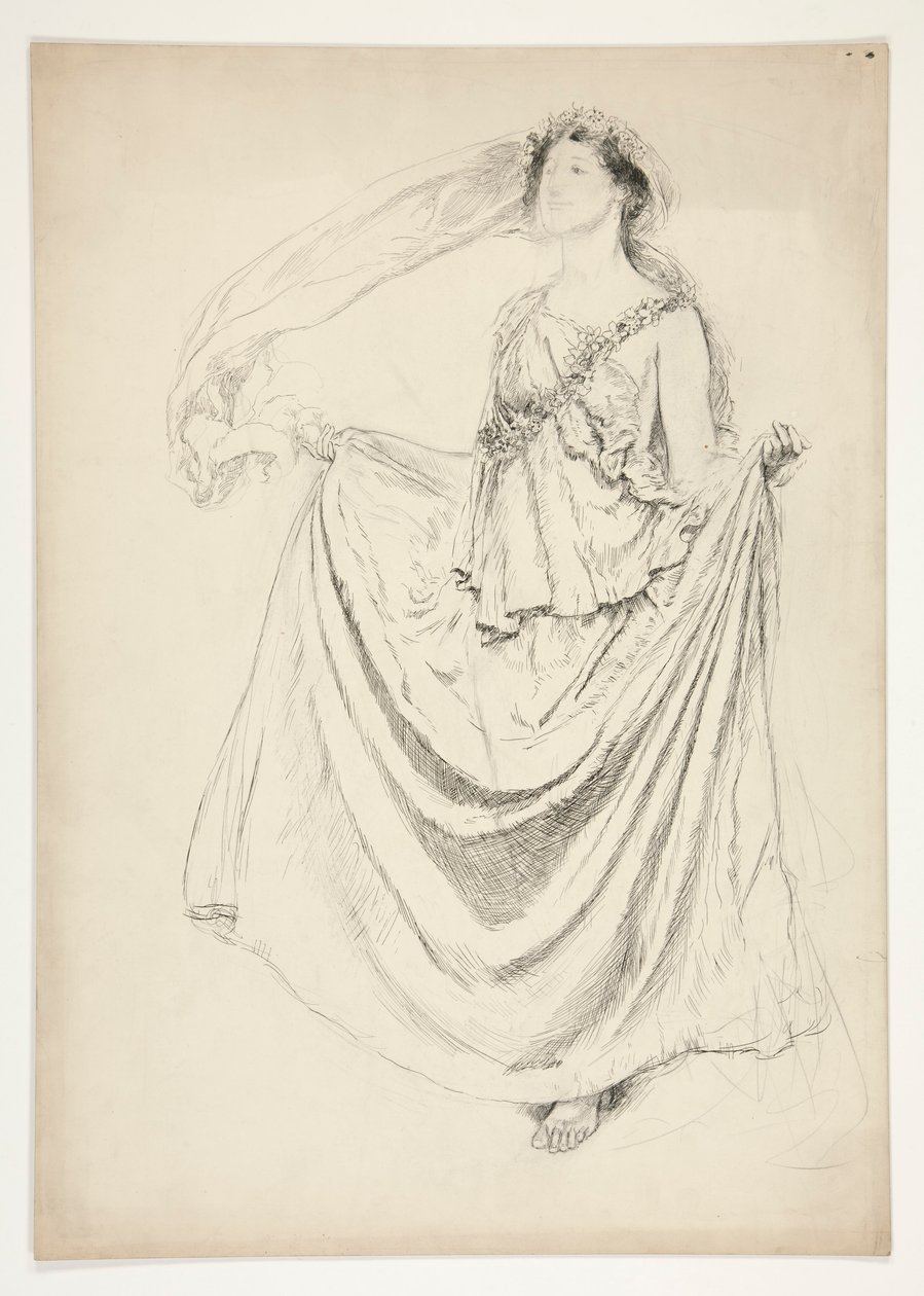 Femme en toge avec guirlandes, esquisse pour une pièce de Shakespeare non identifiée - Edwin Austin Abbey