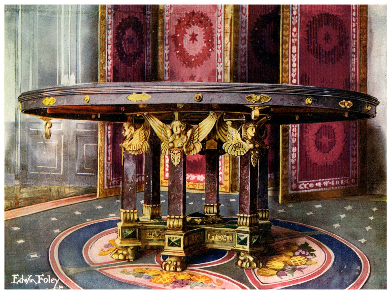 Table circulaire et paravent pliant, 1911-1912 - Edwin Foley