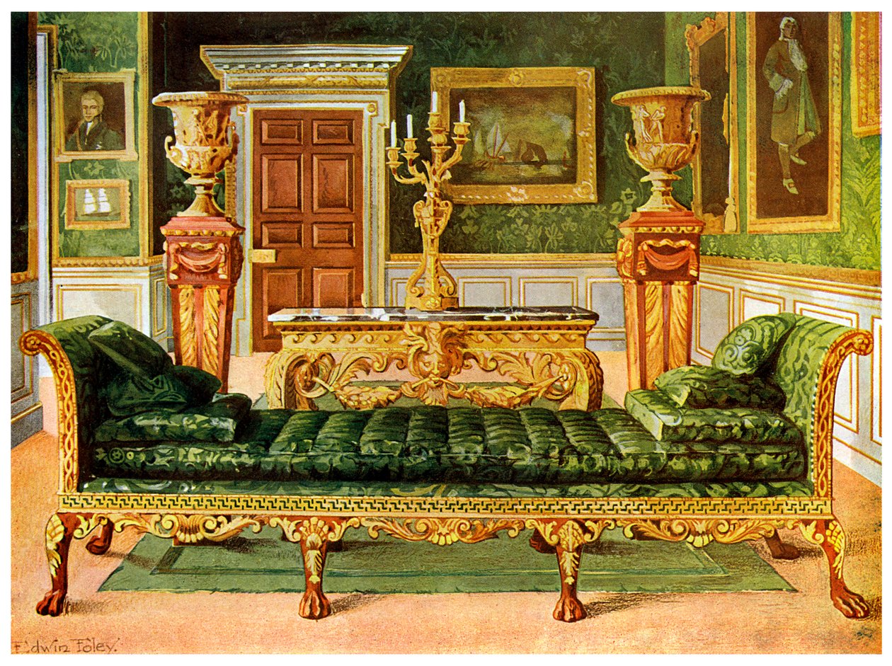 Suite géorgienne en acajou et dorée, Longford Castle, Wiltshire - Edwin Foley
