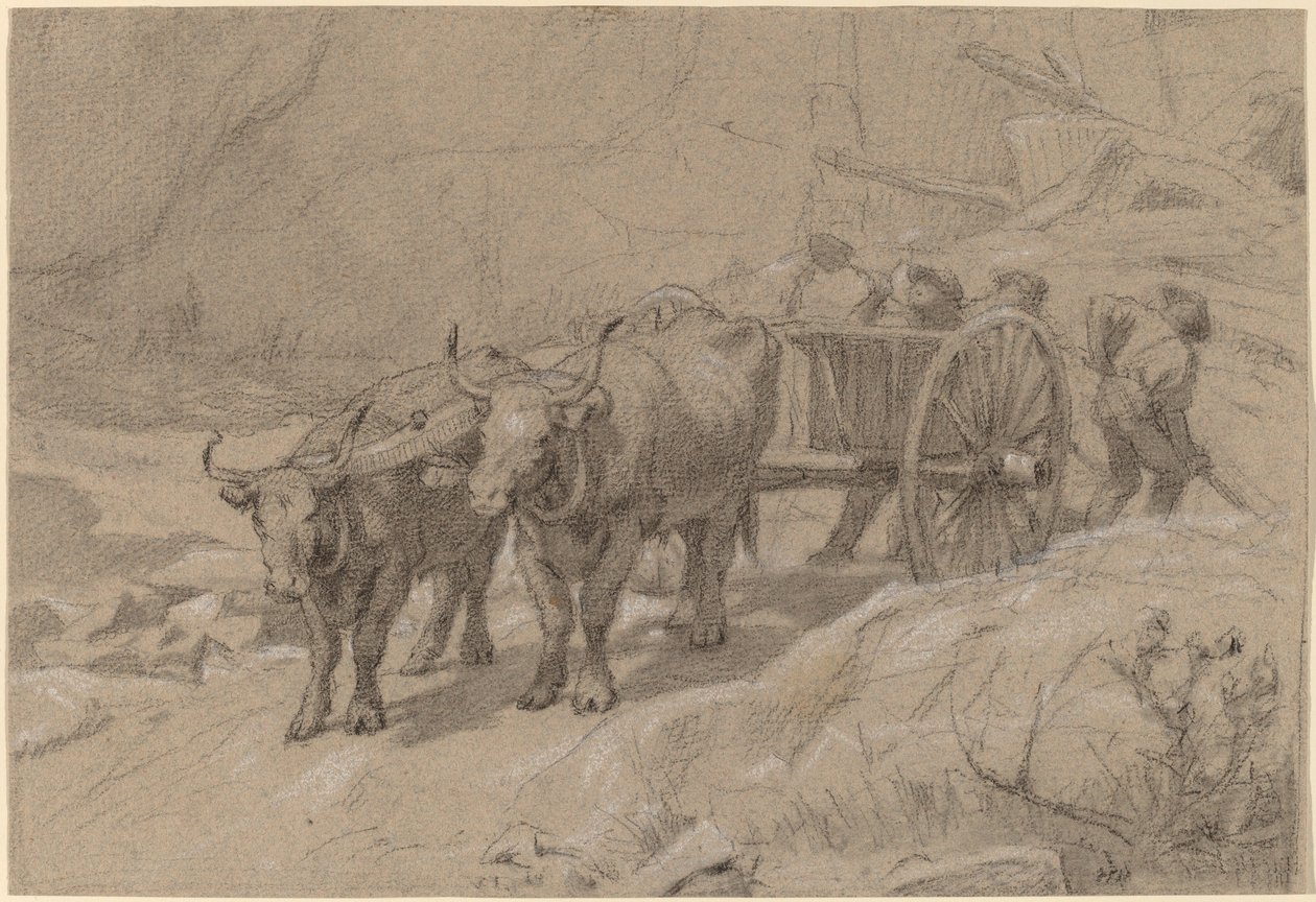 Bœufs et charrette à décharge - Edwin Forbes