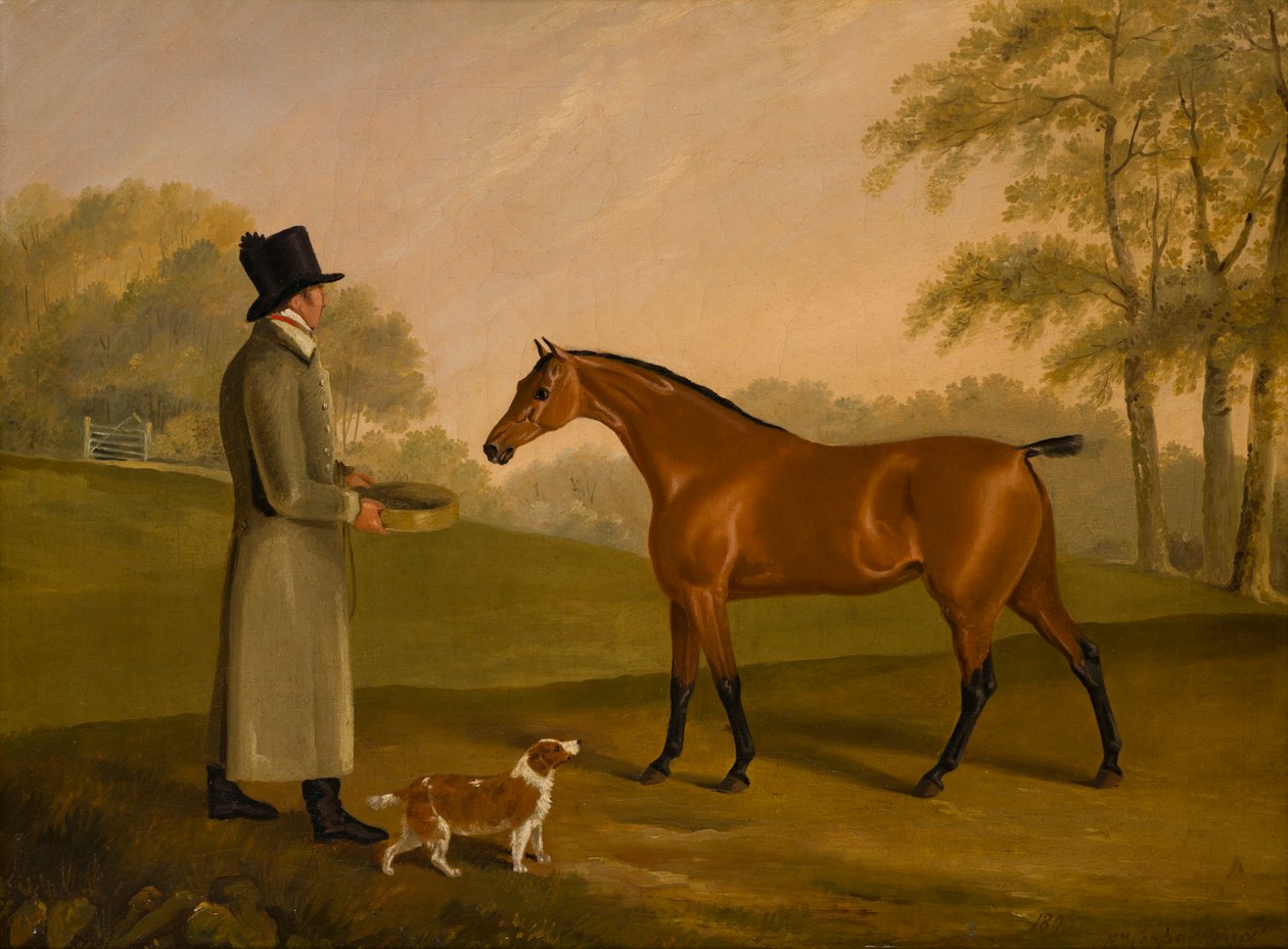 Un cheval dans un paysage avec le palefrenier, David Bennet - Edwin W. Cooper