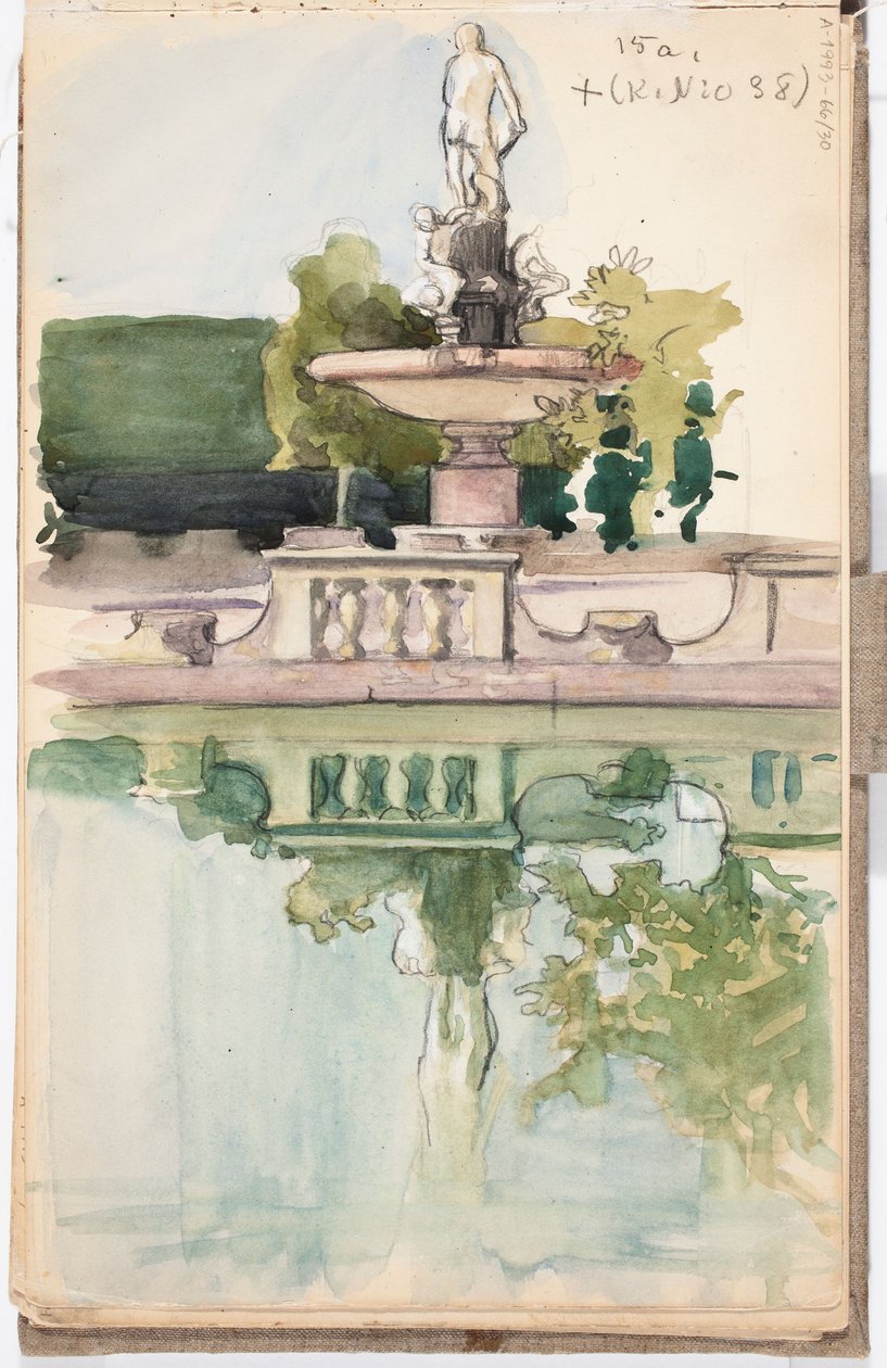 Jardin de Boboli, Florence, page du carnet de croquis de Järnefelt - Eero Järnefelt