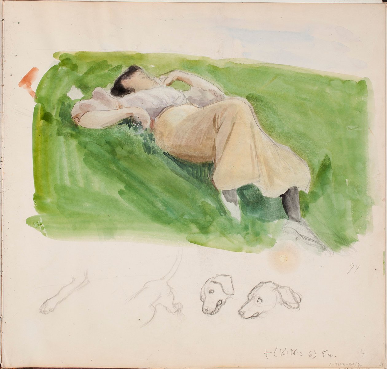 Skizze für Saimi auf der Wiese, Seite aus Järnefelts Skizzenbuch - Eero Järnefelt