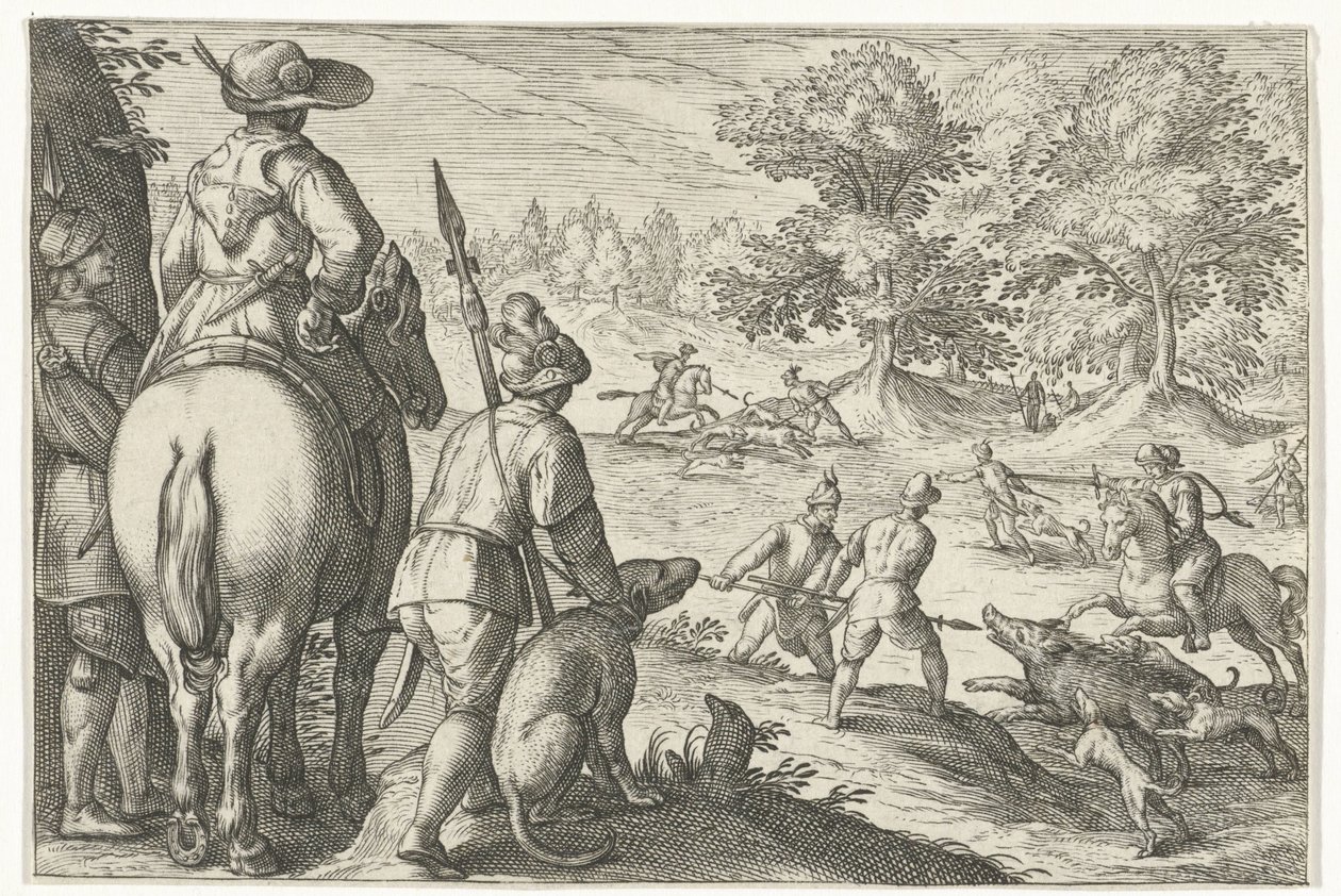 Paysage avec chasse au sanglier - Egbert Jansz.