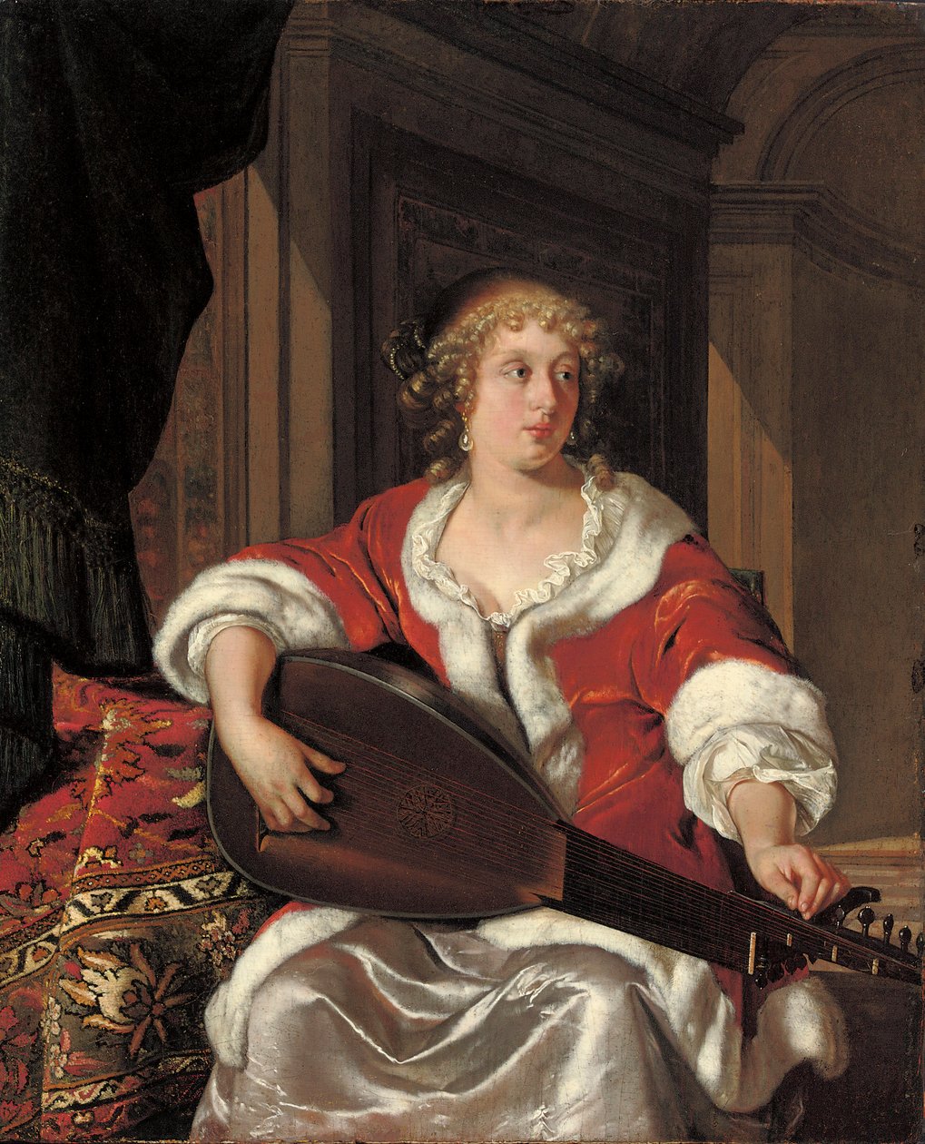 Une jeune femme accordant son luth - Eglon van der Neer