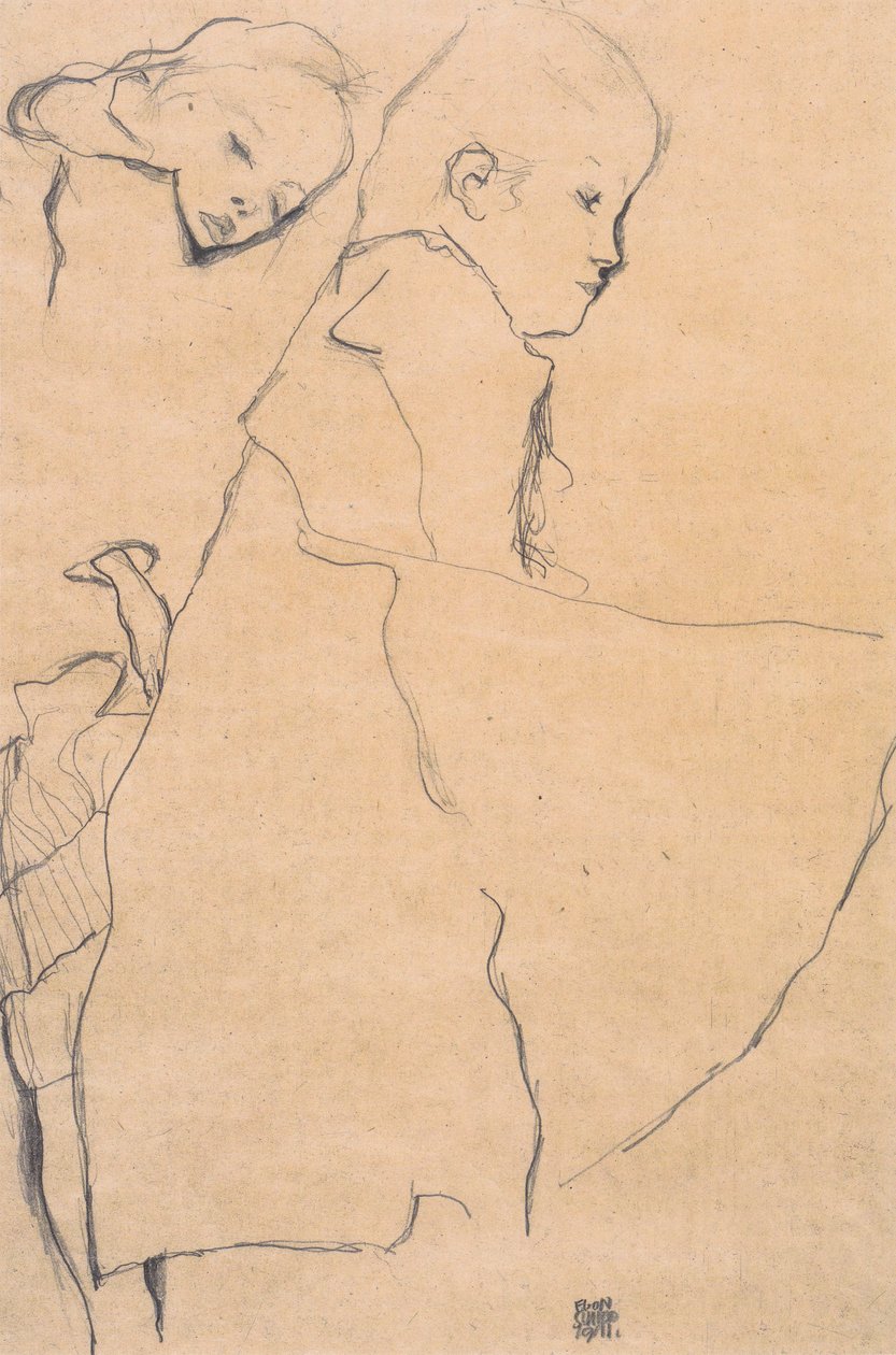 Deux jeunes filles endormies - Egon Schiele