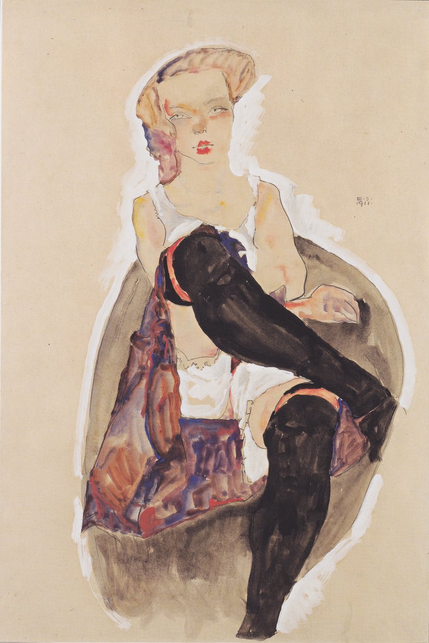 Fille avec jambes croisées - Egon Schiele