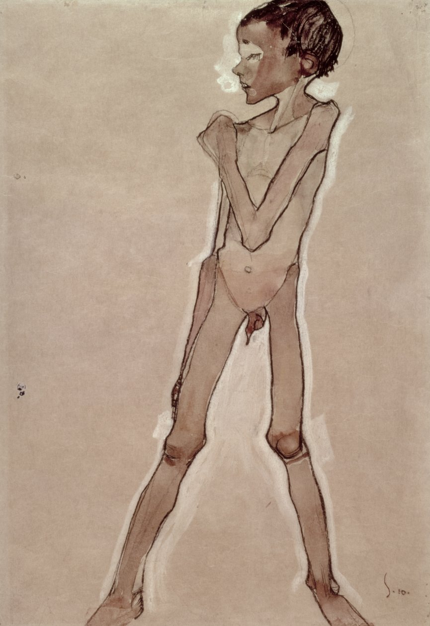 Garçon nu debout - Egon Schiele