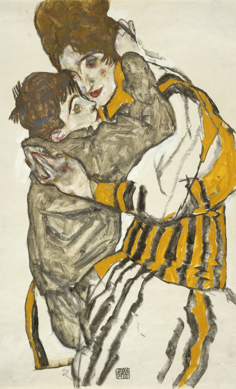 La femme de Schiele avec son petit neveu - Egon Schiele