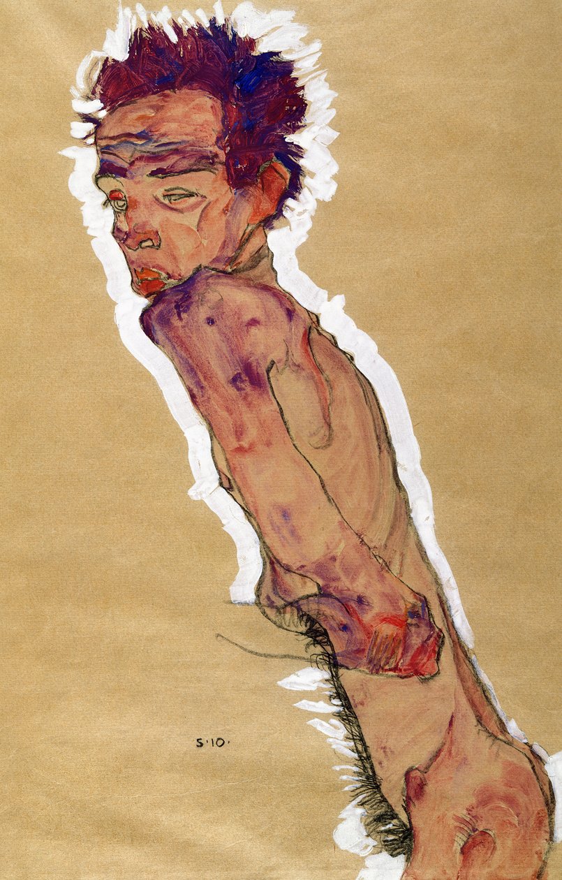 Autoportrait nu, 1910 - Egon Schiele