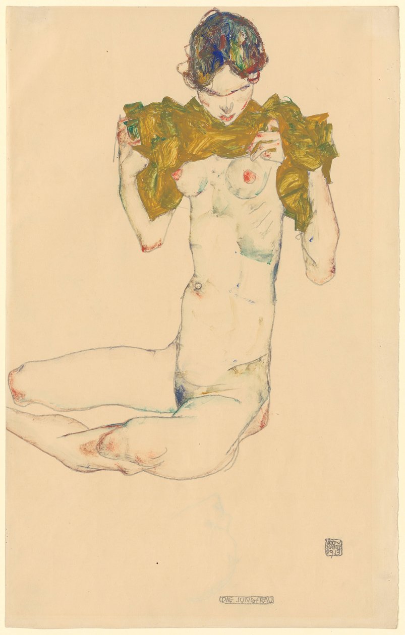 La Vierge [recto] ; sans titre [étude de tête, verso] - Egon Schiele