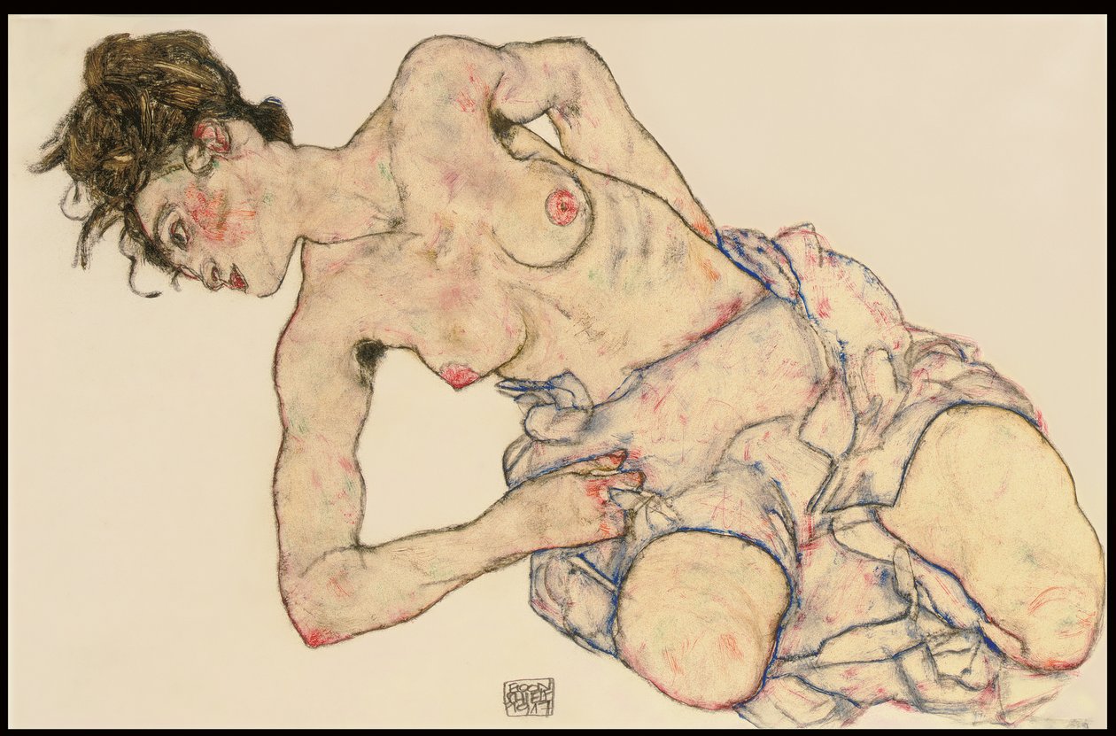 Kneider weiblicher halbakt, 1917 - Egon Schiele