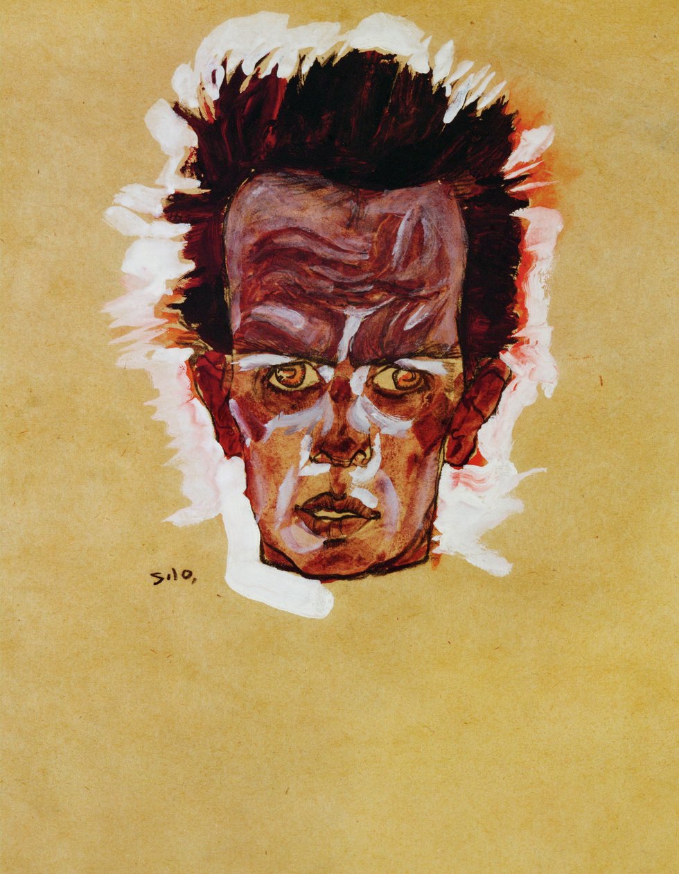 Kopf (gouache, aquarelle et fusain) - Egon Schiele