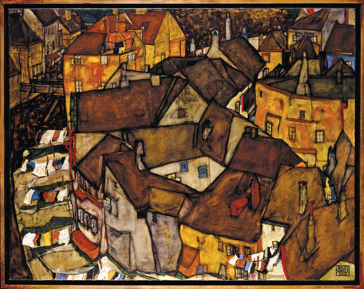 Krumau - Croissant de maisons (La petite ville V) - Egon Schiele