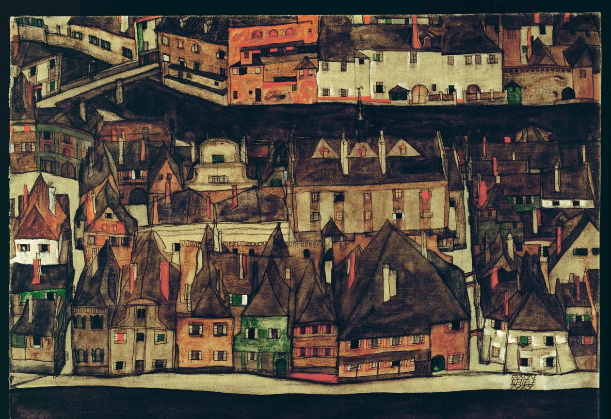 Krumau, République tchèque (peinture sur toile) - Egon Schiele