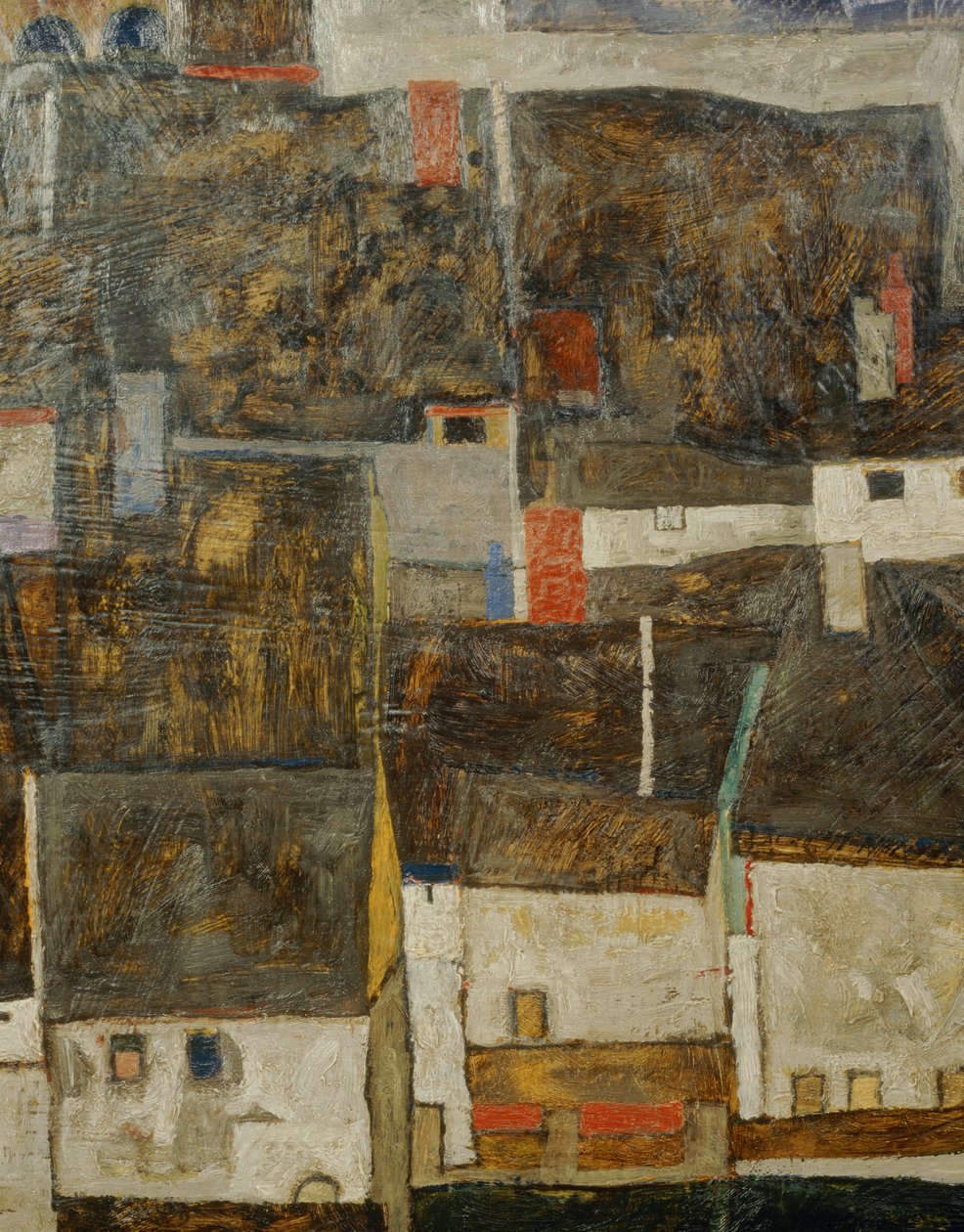 Krumau et der Moldau Krumau sur la rivière Vltava, République tchèque ... (huile sur toile) - Egon Schiele