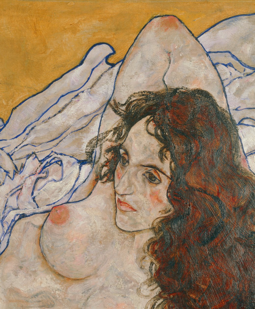 Liegende Frau (huile sur toile) - Egon Schiele
