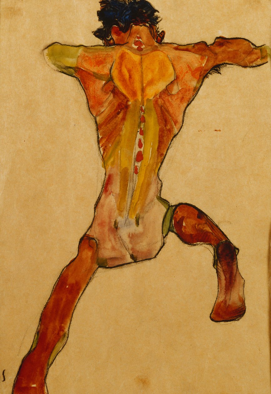 Nu masculin vu de dos, 1910 - Egon Schiele