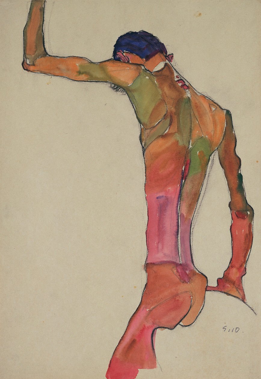 Homme nu avec le bras levé - Egon Schiele