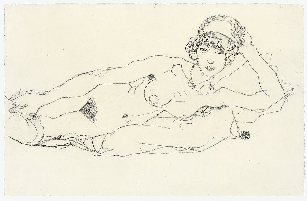 Nu couché; Liegender Akt, 1914 - Egon Schiele