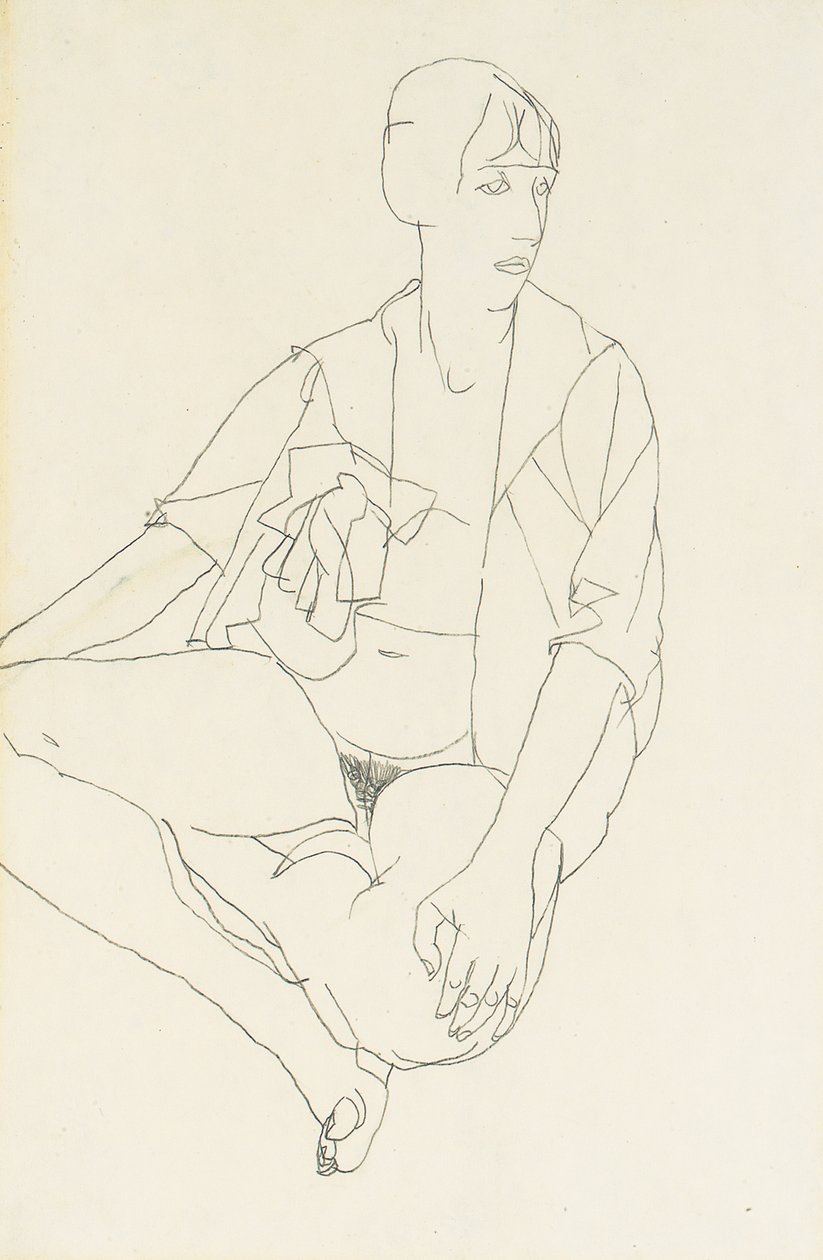 Femme nue assise avec blouse ouverte, 1913 - Egon Schiele