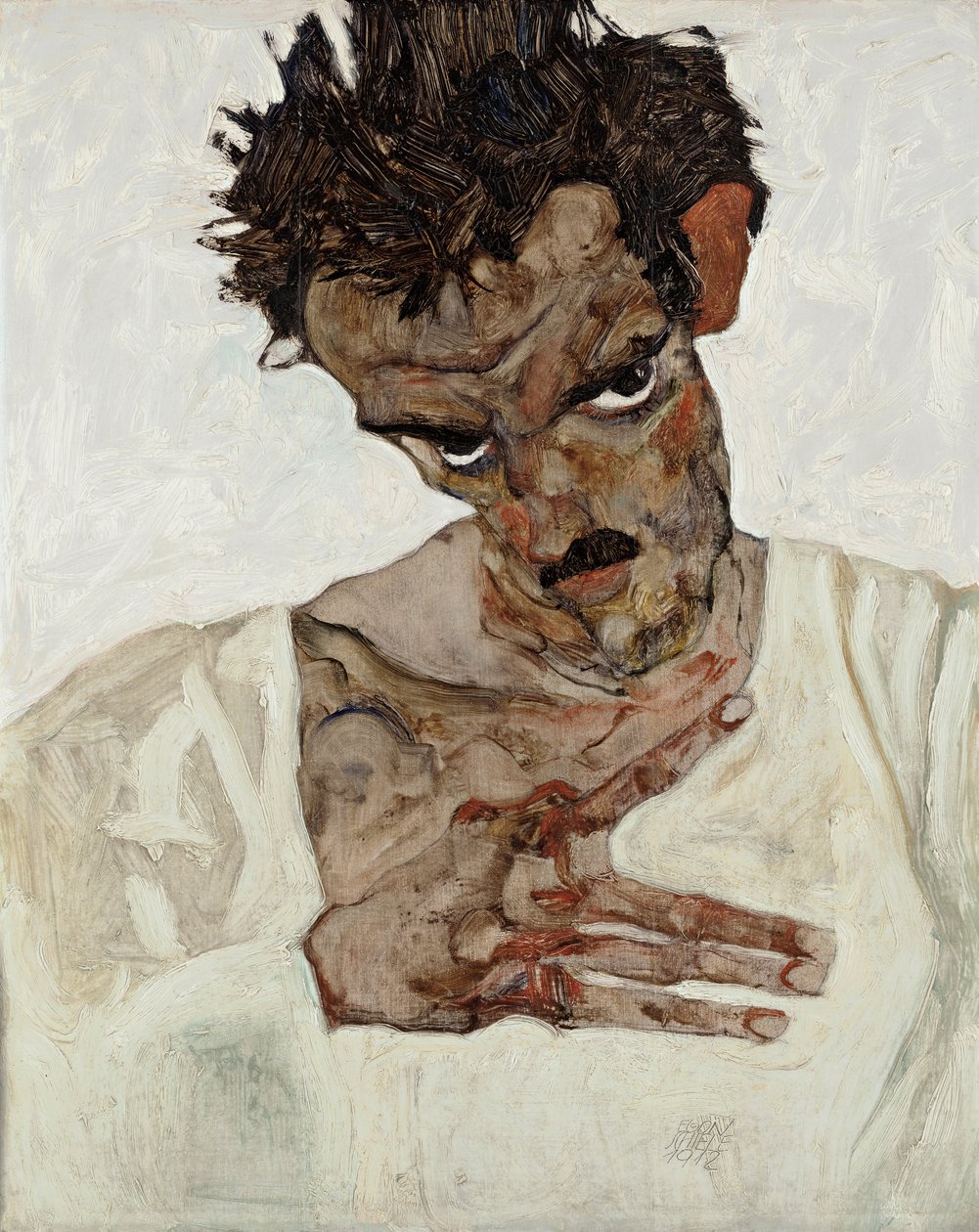 Autoportrait, la tête baissée - Egon Schiele
