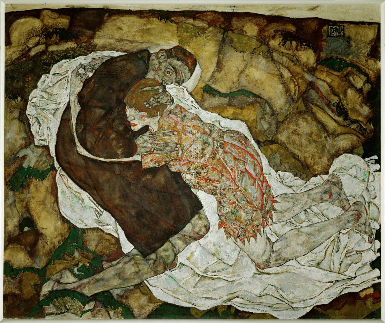 Tod und Maedchen (huile sur toile) - Egon Schiele