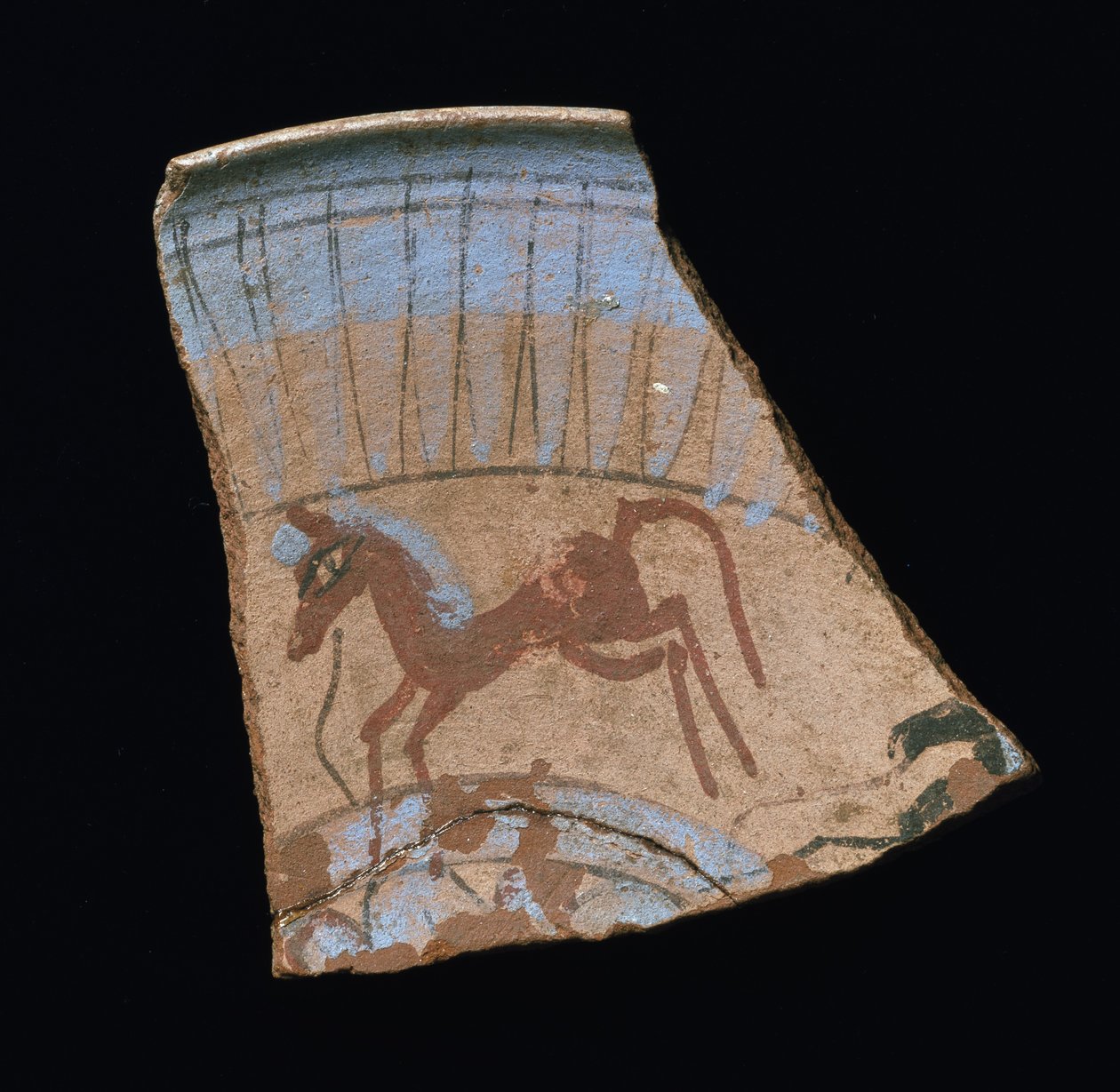 Éclat peint avec un cheval au galop, de Tell el-Amarna, Nouvel Empire - Egyptian 18th Dynasty