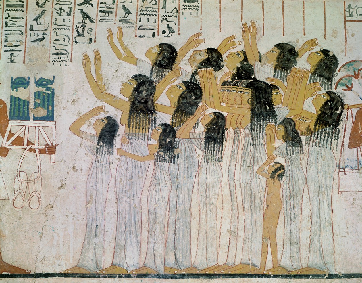 Femmes en pleurs dans une procession funéraire, de la chapelle-tombeau de Ramose, vizir et gouverneur de Thèbes, Nouvel Empire, vers 1360 av. J.-C. - Egyptian 18th Dynasty