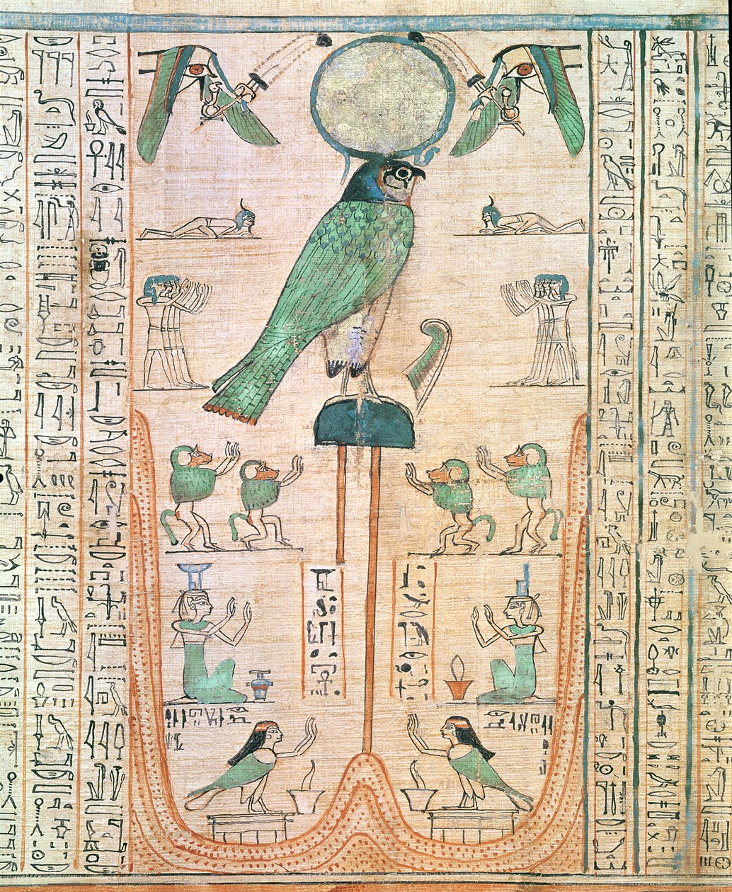 Adoration du Soleil Levant sous la forme du faucon Rê-Horakhty, Nouvel Empire, c.1150 av. J.-C. - Egyptian 20th Dynasty