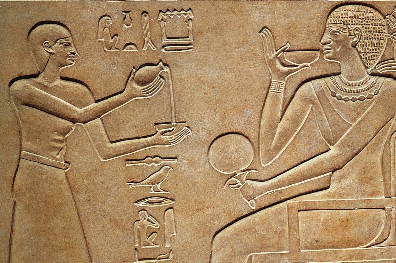 La reine Kawit à sa toilette, du sarcophage de la reine Kawit, trouvé à Deir el-Bahri, Moyen Empire, c.2061-2010 av. J.-C. - Egyptian 11th Dynasty