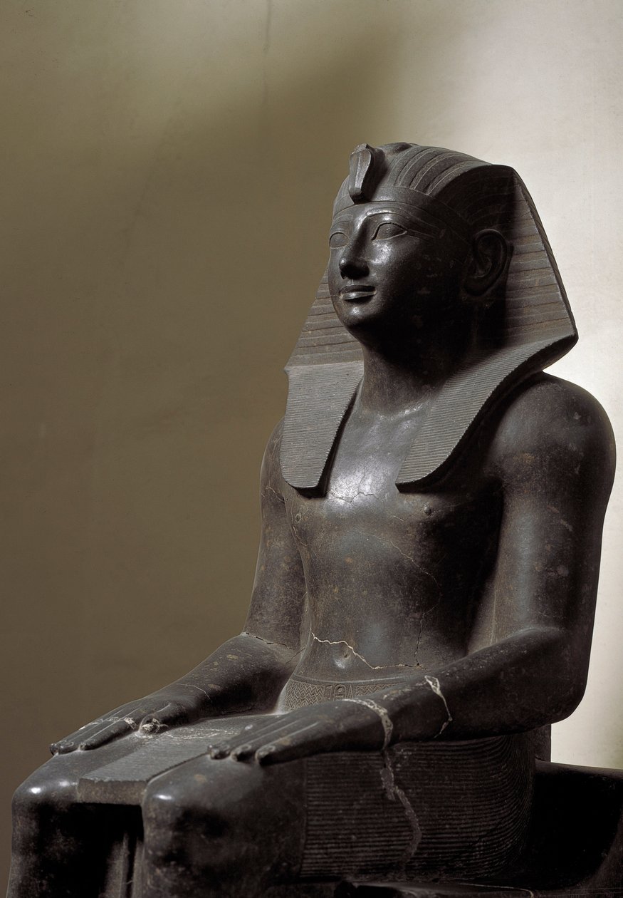 Antiquité égyptienne : sculpture en basanite représentant le pharaon Thoutmosis III. 18ème dynastie - Egyptian 18th Dynasty
