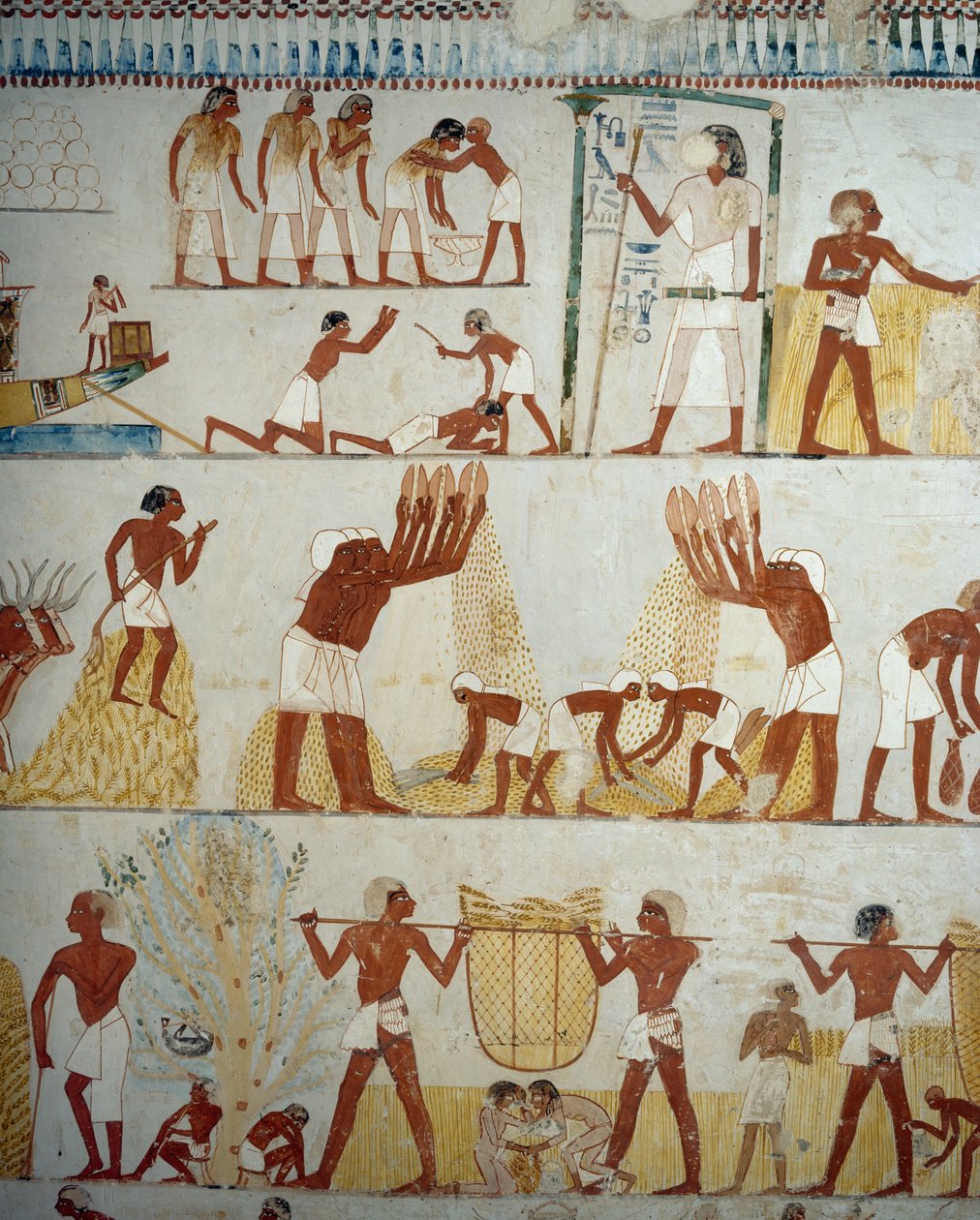 Récolte, battage et vannage du grain (détail) - Egyptian 18th Dynasty