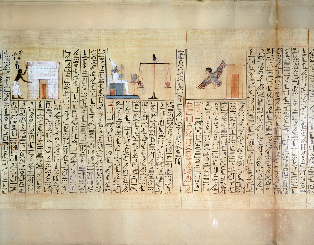 Papyrus représentant la pesée du cœur, du Livre des Morts de Maiherperi - Egyptian 18th Dynasty