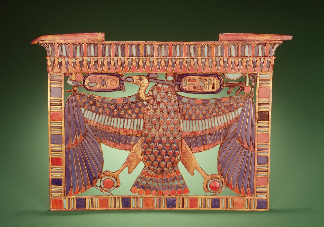 Pectoral de pylône décoré du vautour de la Haute-Égypte, de la tombe de Toutankhamon (c.1370-52 av. J.-C.) Nouvel Empire - Egyptian 18th Dynasty