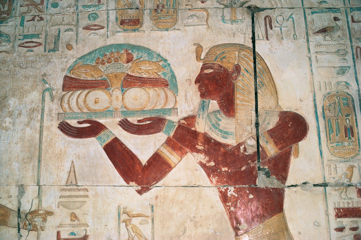 Égypte, Abydos, Temple du pharaon Séthi Ier, chapelle d'Osiris, relief ...
