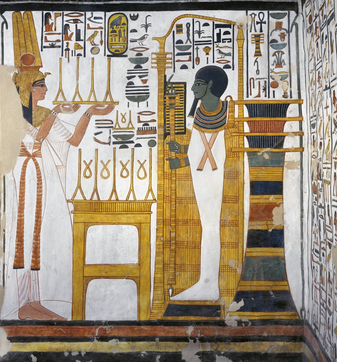 Néfertari faisant une offrande de lin à Ptah (détail) - Egyptian 19th Dynasty