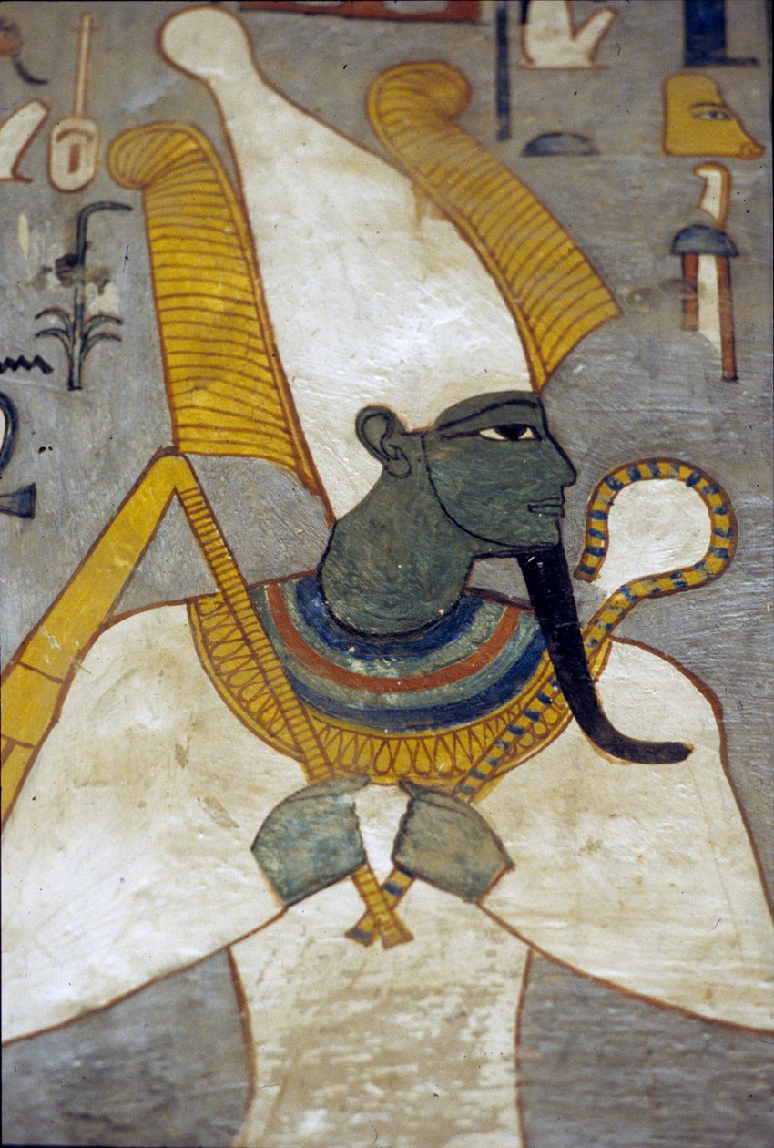 Osiris de la tombe de Ramsès I, Thèbes (peinture murale) - Egyptian 19th Dynasty