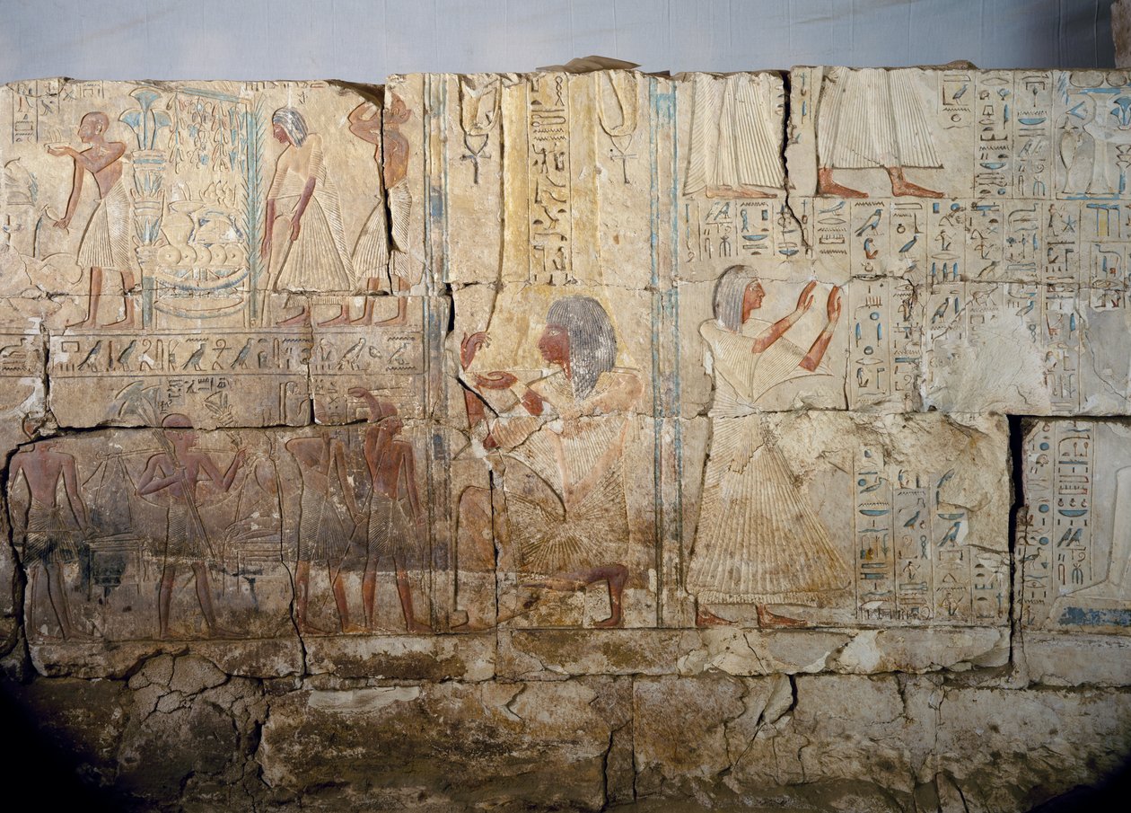 Relief de la tombe de Netcherouymes, important fonctionnaire de Ramsès II, Saqqara, règne de Ramsès II. Civilisation égyptienne, Nouvel Empire, Dynastie XIX - Egyptian 19th Dynasty