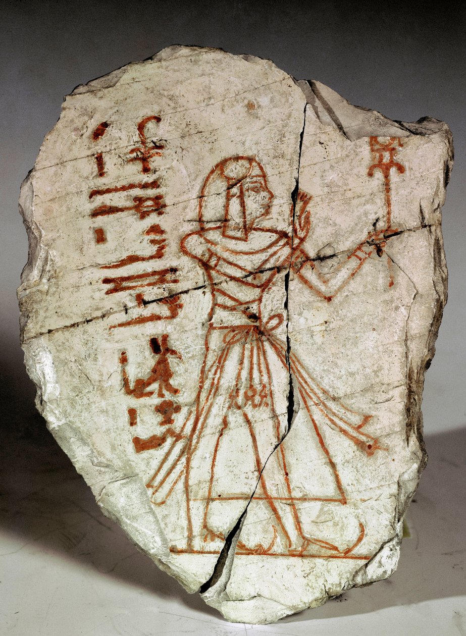 Antiquité égyptienne : ostrakon représentant une princesse de la période ramesside - Egyptian 20th Dynasty